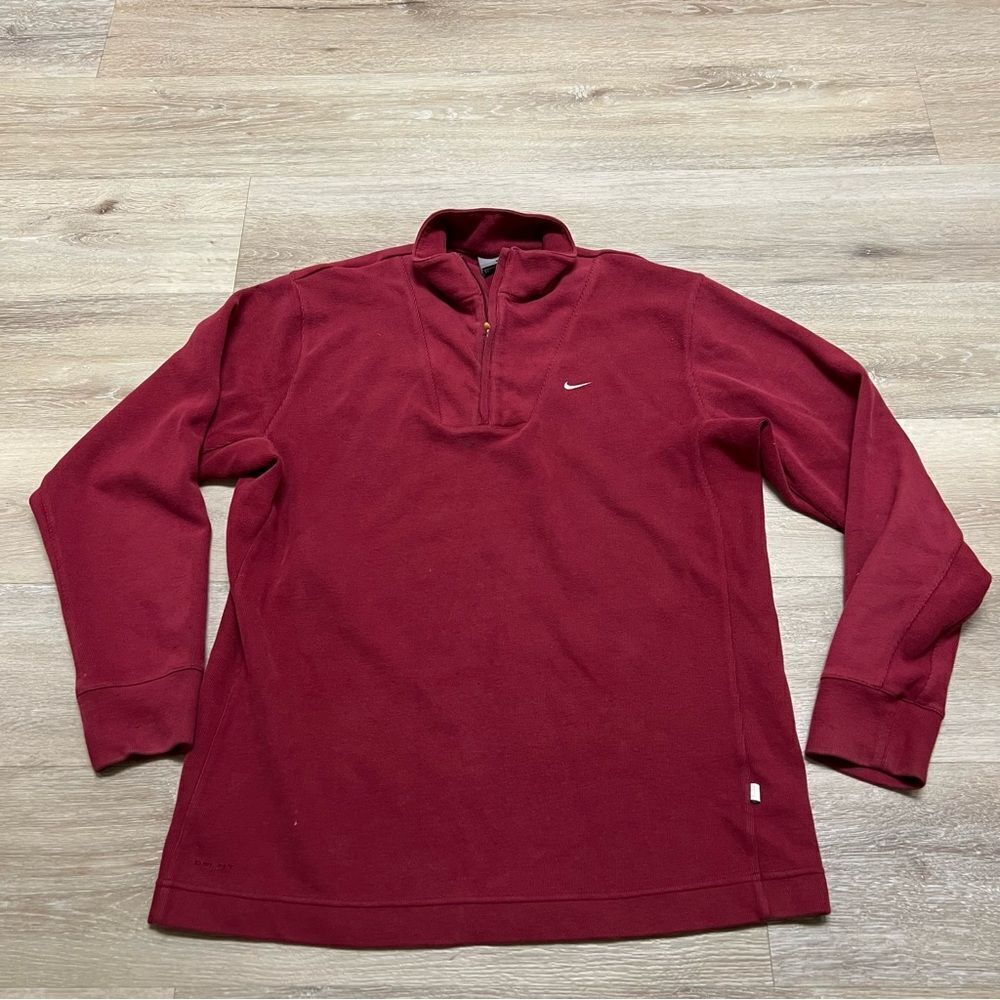 Vintage 00s Nike Men’s Red Quarter Zip Pullover  Size Large Tennis Gray Tag